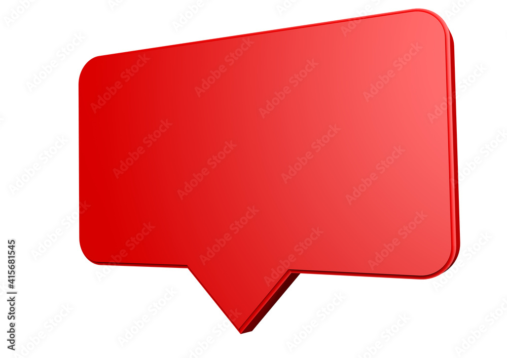 Message icon notification 3D, red color and white background Message icon notification 3D, red color and white background