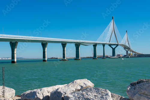 Constitution bridge, called La Pepa, in the Bay of Cadiz, Andalusia. Spain. Europe. February 14, 2021
