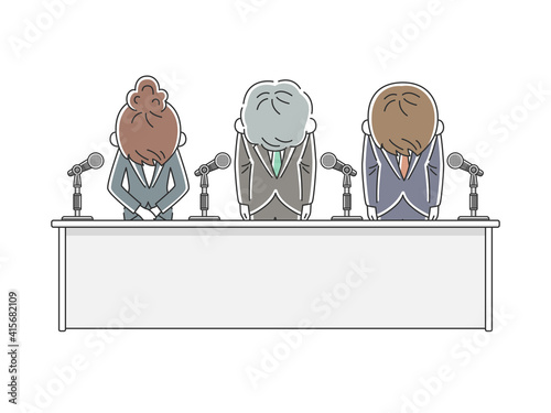 企業の謝罪会見のイラスト