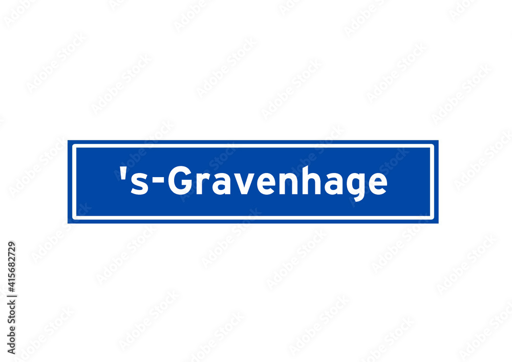 's-Gravenhage isolated Dutch place name sign. City sign from the Netherlands. 's-Gravenhage isolated Dutch place name sign. City sign from the Netherlands.