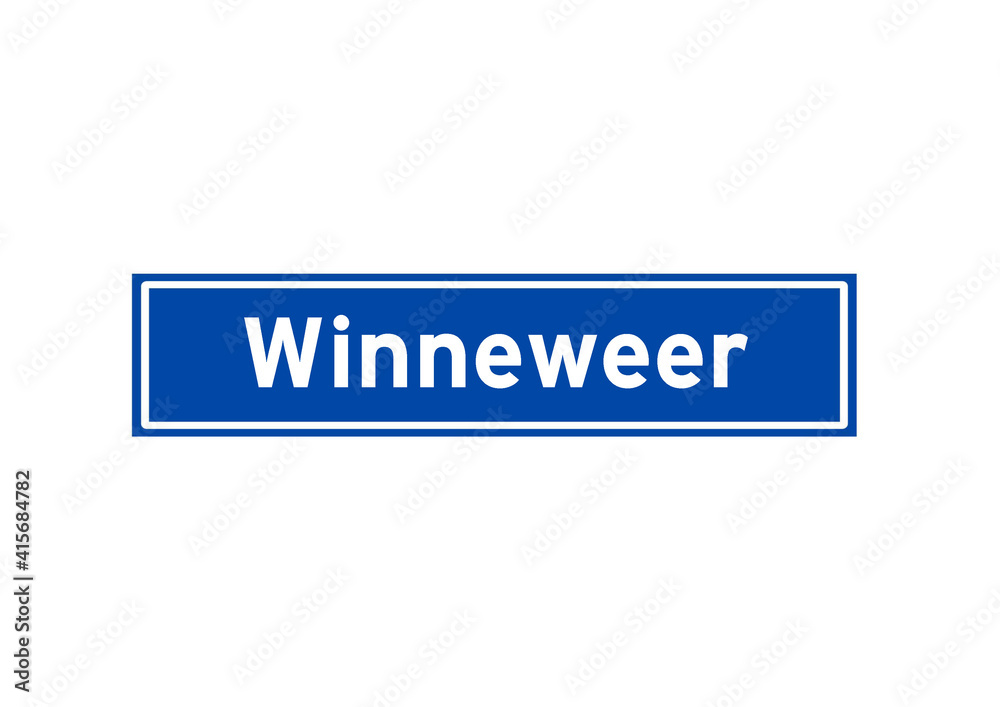 Winneweer isolated Dutch place name sign. City sign from the Netherlands. Winneweer isolated Dutch place name sign. City sign from the Netherlands.