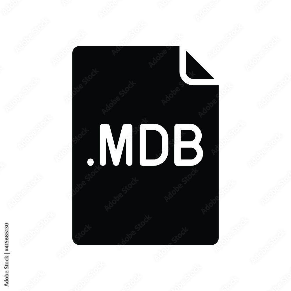 MDB file format glyph icon. Linear style sign for mobile concept and web design. Simple solid symbol. Vector illustration isolated on white background. EPS 10. MDB file format glyph icon. Linear style sign for mobile concept and web design. Simple solid symbol. Vector illustration isolated on white background. EPS 10.
