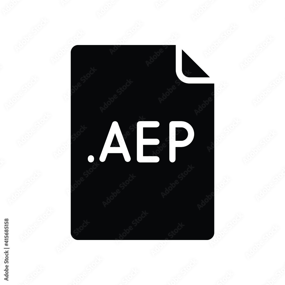 AEP file format glyph icon. Linear style sign for mobile concept and web design. Simple solid symbol. Vector illustration isolated on white background. EPS 10. AEP file format glyph icon. Linear style sign for mobile concept and web design. Simple solid symbol. Vector illustration isolated on white background. EPS 10.