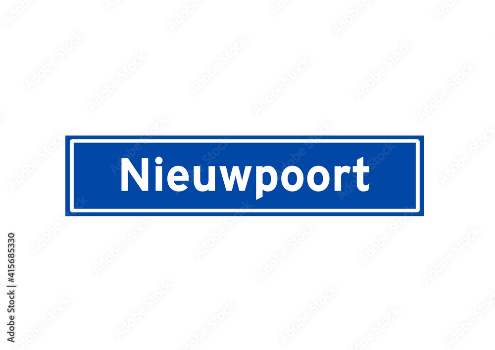 Nieuwpoort isolated Dutch place name sign. City sign from the Netherlands. Nieuwpoort isolated Dutch place name sign. City sign from the Netherlands.