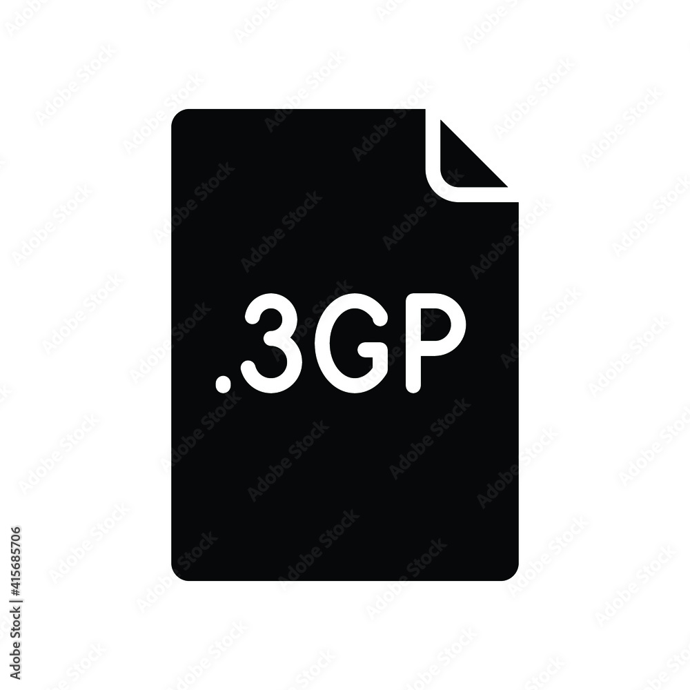 3GP file format glyph icon. Linear style sign for mobile concept and ...
