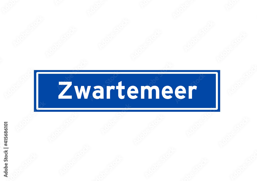 Zwartemeer isolated Dutch place name sign. City sign from the Netherlands. Zwartemeer isolated Dutch place name sign. City sign from the Netherlands.