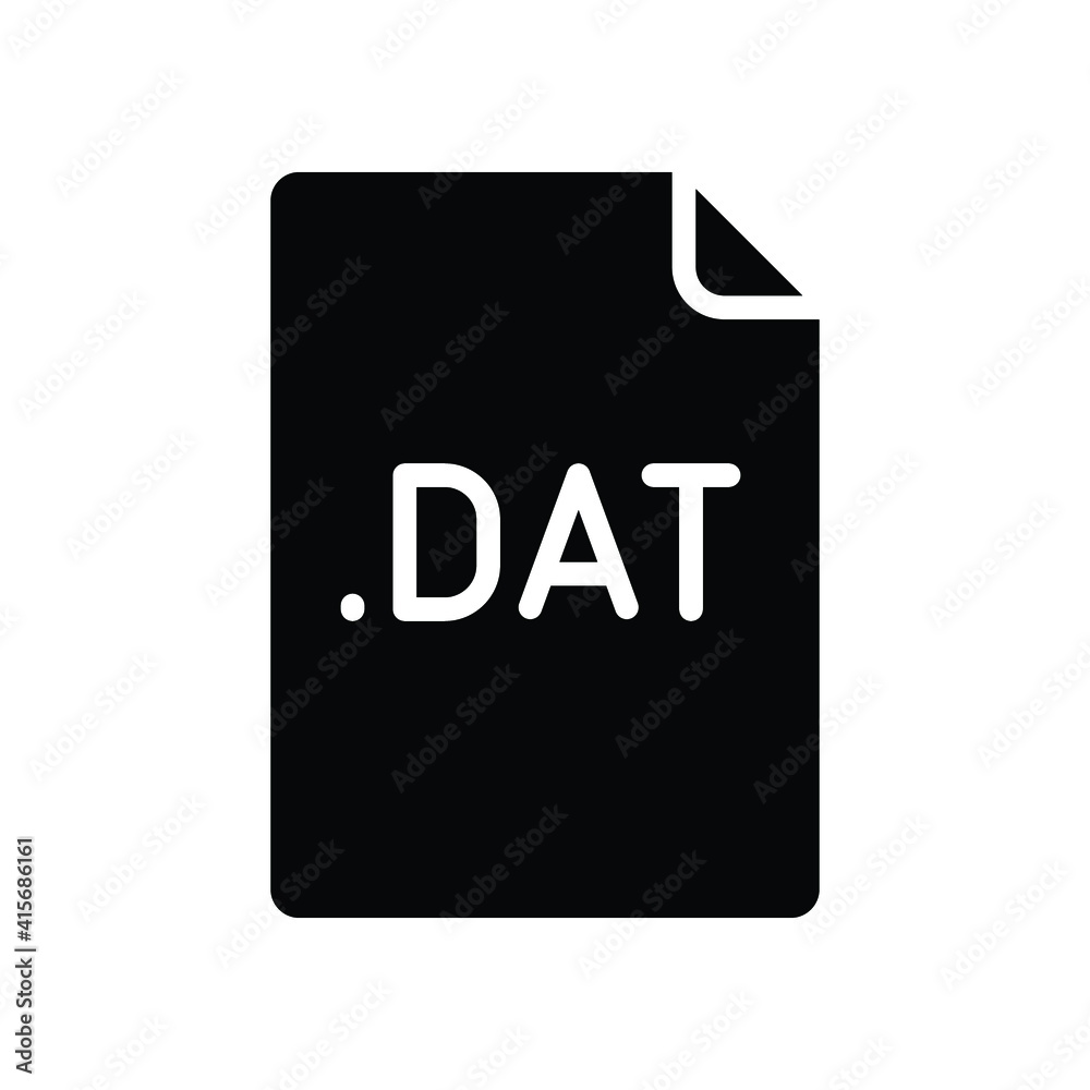 DAT file format glyph icon. Linear style sign for mobile concept and web design. Simple solid symbol. Vector illustration isolated on white background. EPS 10. DAT file format glyph icon. Linear style sign for mobile concept and web design. Simple solid symbol. Vector illustration isolated on white background. EPS 10.