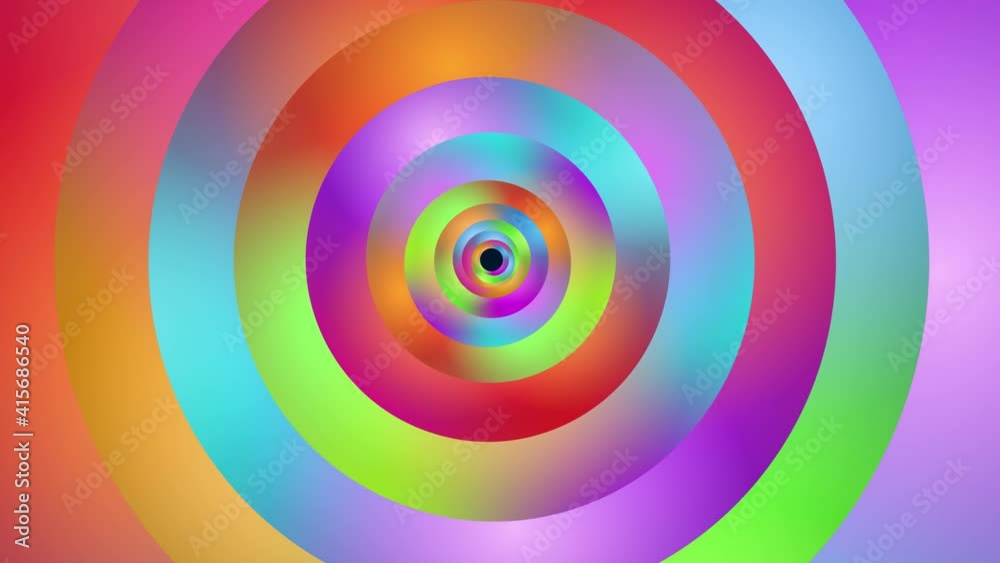 Glowing Colorful Concentric Led Circles Loop Motion Background