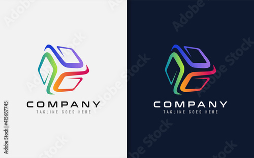 Creative Cube Tech Logo Design. Abstract Cube Shape Build From Colorful Modern Lines. Usable For Business Brand and Tech Company. Vector Logo Illustration.
