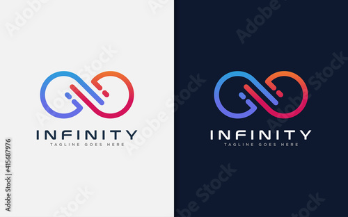 Modern Infinity Sign Logo Design. Abstract Infinity Symbol Made From Colorful Geometric Lines. Usable For Business Brand and Tech Company. Vector Logo Illustration.
