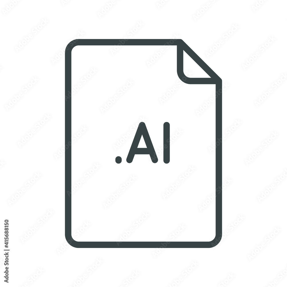AI file format line icon. Linear style sign for mobile concept and web design. Simple outline symbol. Vector illustration isolated on white background. EPS 10.