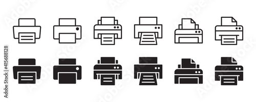 Printer icon set. Vector graphic illustration. Suitable for website design, logo, app, template, and ui. 
