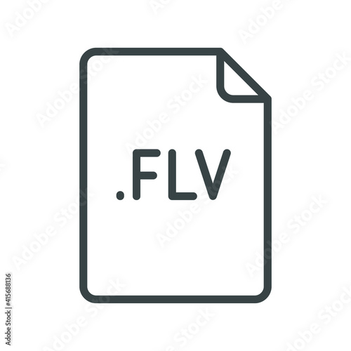 FLV file format line icon. Linear style sign for mobile concept and web design. Simple outline symbol. Vector illustration isolated on white background. EPS 10.