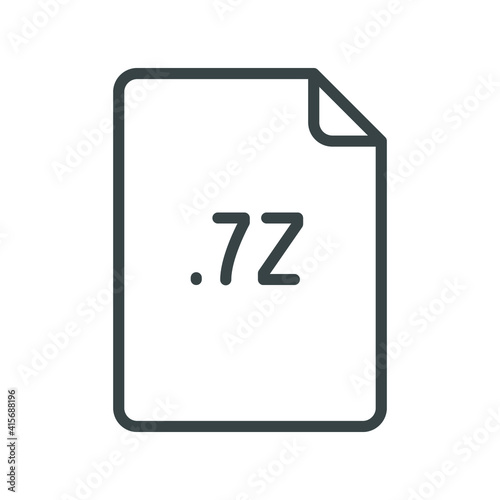 7Z file format line icon. Linear style sign for mobile concept and web design. Simple outline symbol. Vector illustration isolated on white background. EPS 10. © Fourdoty