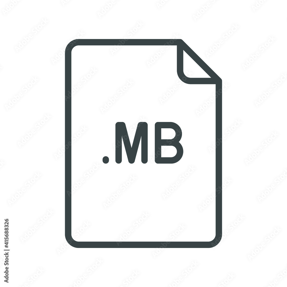 MB file format line icon. Linear style sign for mobile concept and web design. Simple outline symbol. Vector illustration isolated on white background. EPS 10.