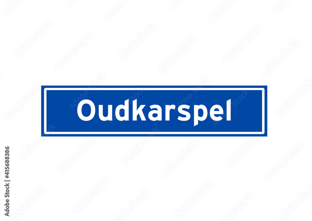 Oudkarspel isolated Dutch place name sign. City sign from the Netherlands.