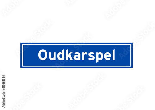 Oudkarspel isolated Dutch place name sign. City sign from the Netherlands. photo