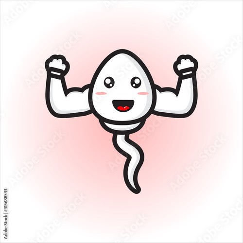 cute sperm mascot design with strong muscles vector design eps 10