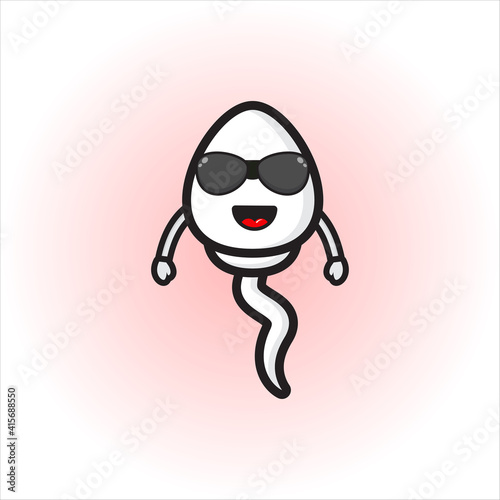 mascot design cute sperm wearing glasses vector design eps 10