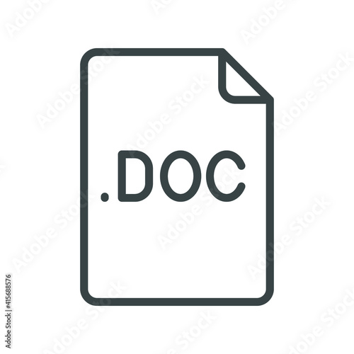 DOC file format line icon. Linear style sign for mobile concept and web design. Simple outline symbol. Vector illustration isolated on white background. EPS 10.