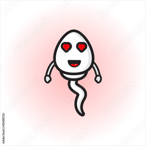 cute sperm mascot design with love eyes vector design eps 10