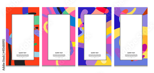 Vector colorful geometric curve frame and border background for Summer