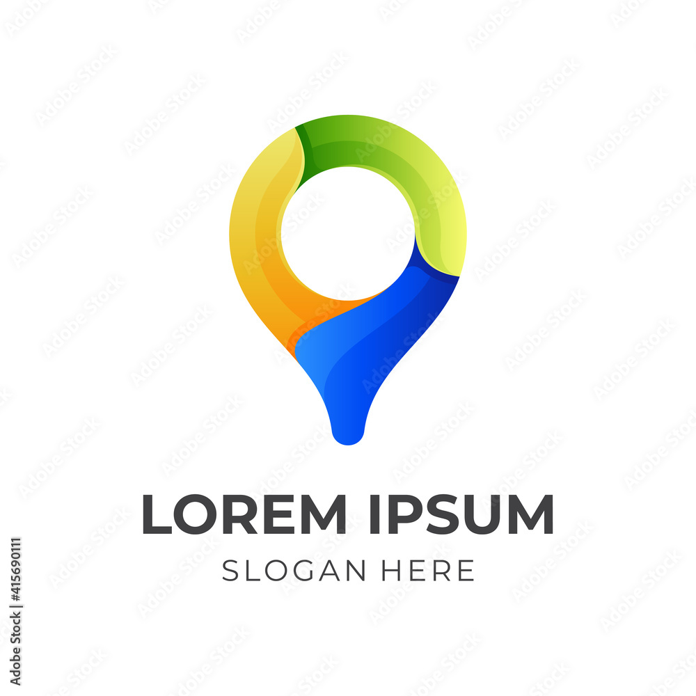 pin location logo design with 3d colorful style pin location logo design with 3d colorful style