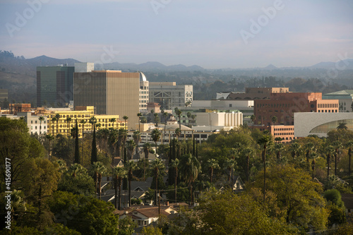 Daytime skyline view of Downtown Riverside  California  USA.