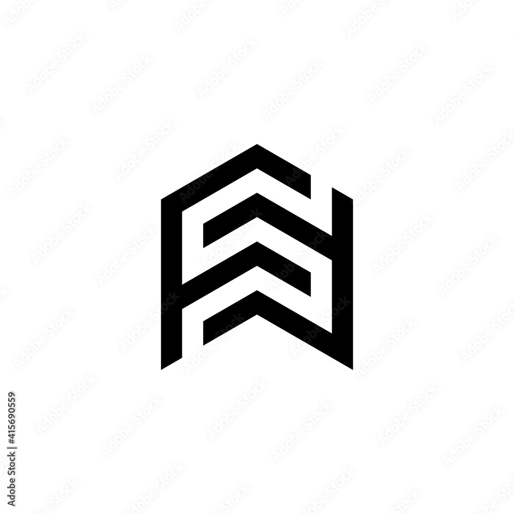 Letter FSF symbol outline logo design. Minimalist monochrome monogram. Elegant universal vector design