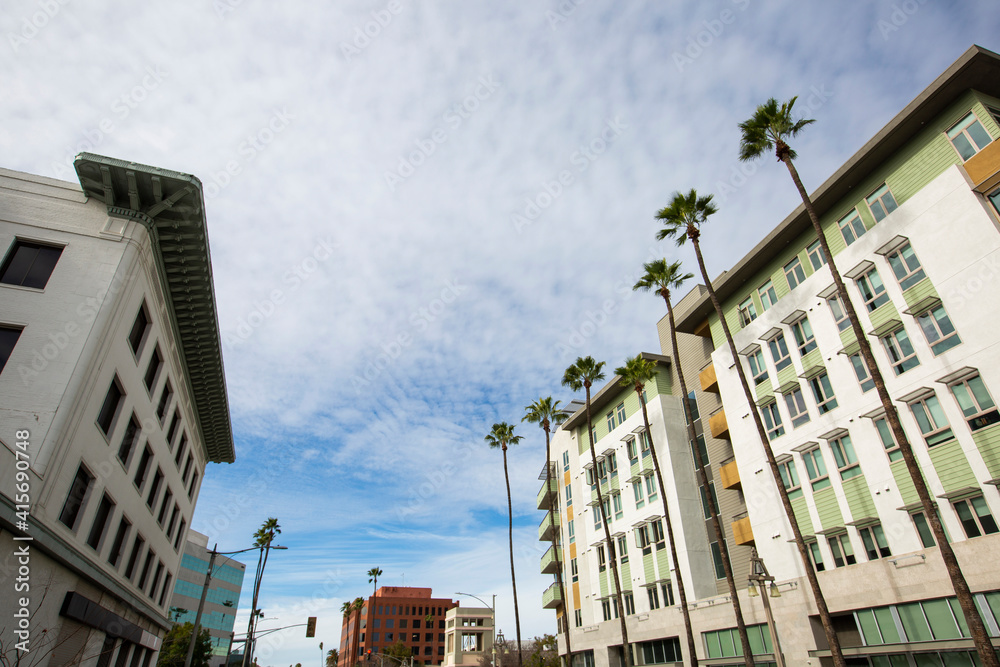 Fototapeta premium Daytime skyline view of Downtown Riverside, California, USA.