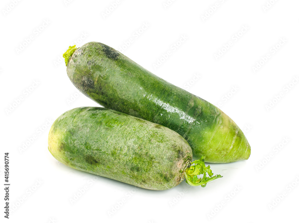 Green radish isolated on white background Green radish isolated on white background