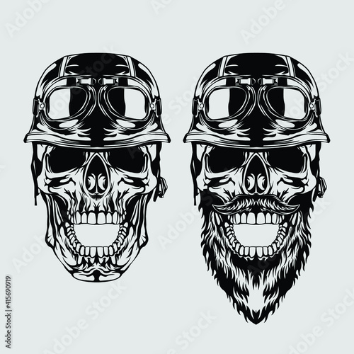 Skull with helmet vector illustration