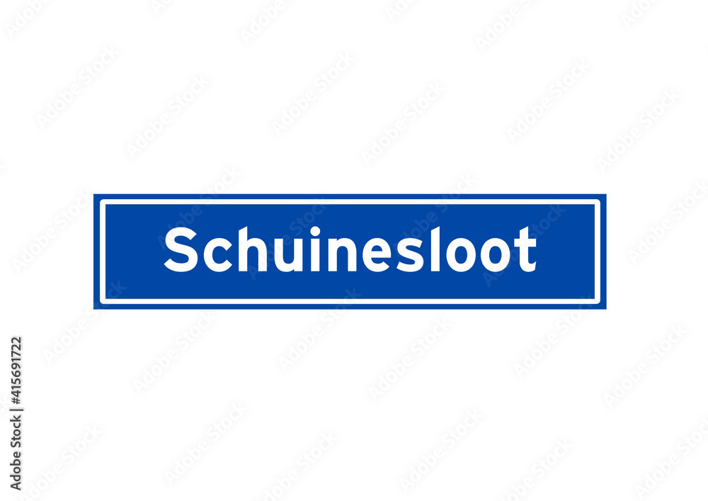 Schuinesloot isolated Dutch place name sign. City sign from the Netherlands. Schuinesloot isolated Dutch place name sign. City sign from the Netherlands.