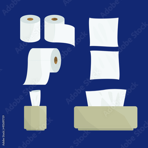 toilet tissue paper on drak blue background