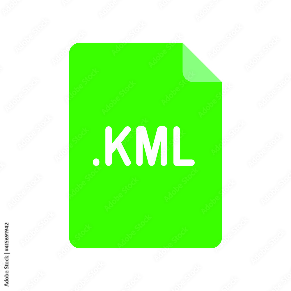 KML file format flat icon. Linear style sign for mobile concept and web design. Simple color symbol. Vector illustration isolated on white background. EPS 10.