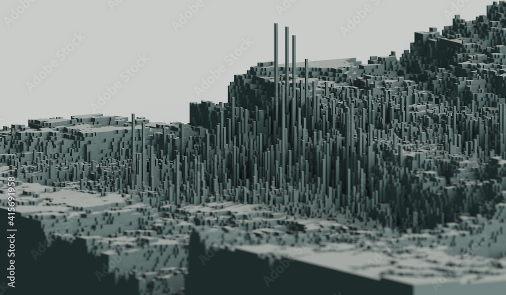 Fototapeta premium stylized geological formation rendered in 3D voxels computer generated image