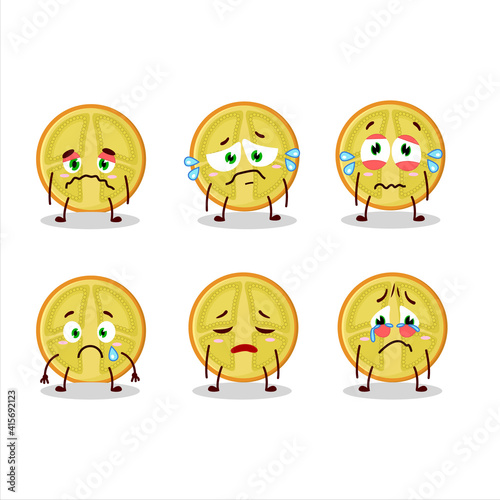 Slice of lulo cartoon character with sad expression