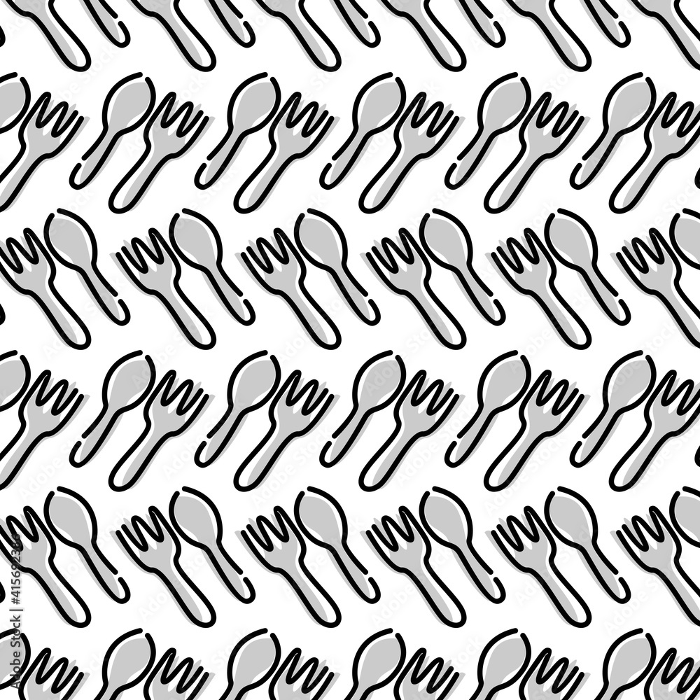 Spoon and fork pattern vector, white isolated background Spoon and fork pattern vector, white isolated background