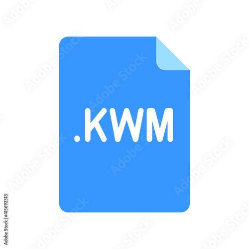 KWM file format flat icon. Linear style sign for mobile concept and web design. Simple color symbol. Vector illustration isolated on white background. EPS 10.
