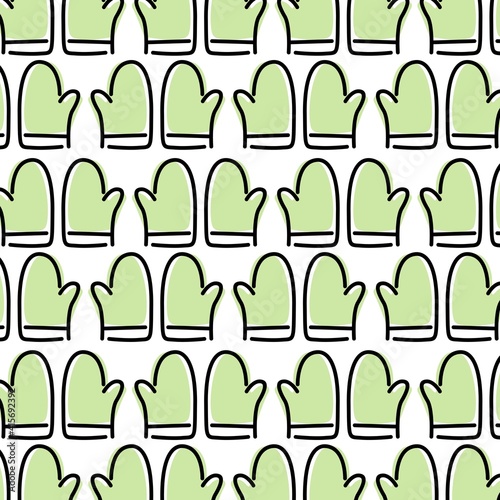 Gloves kitchen pattern vector  white isolated background