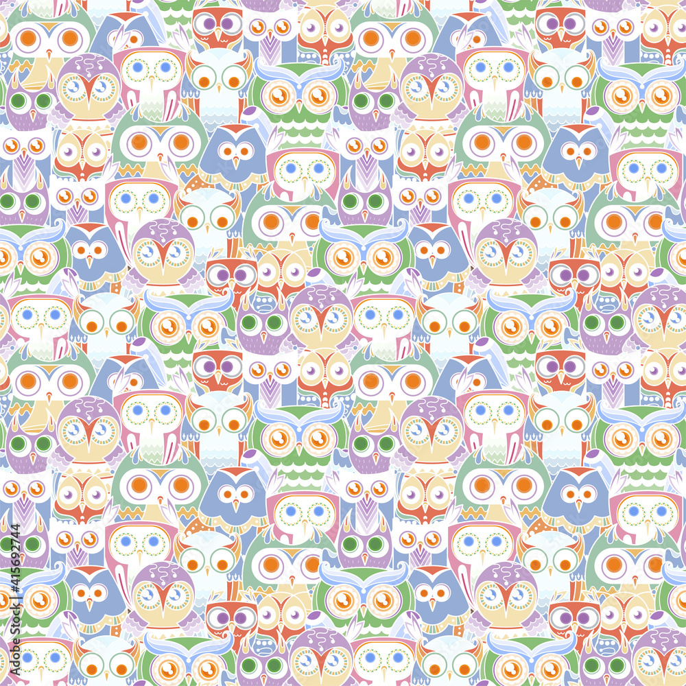 Seamless doodle owl pattern. Cute print for kids, scrap and other Seamless doodle owl pattern. Cute print for kids, scrap and other