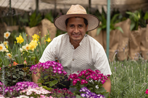 Portrait of a Mexican man working in nursery
