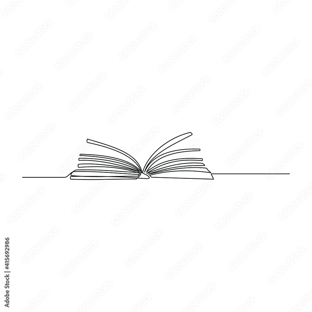 Line drawing of an open book. Vector illustration of educational supplies back to school theme. Line drawing of an open book. Vector illustration of educational supplies back to school theme.
