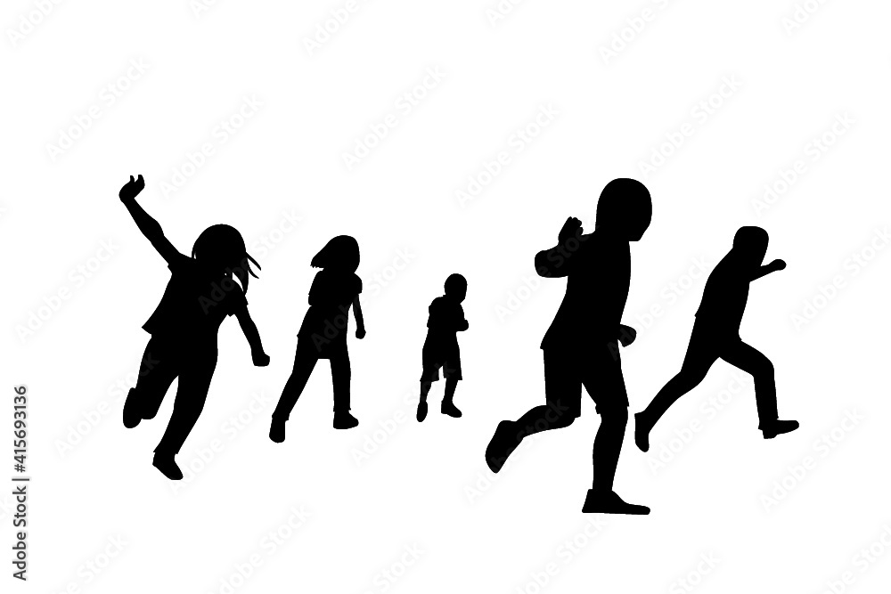 Silhouette vector of children playing