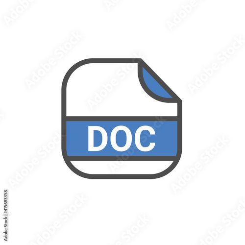 DOC  File Extension, Rounded Square Icon with Text - Format Extension Icon Vector Illustration.