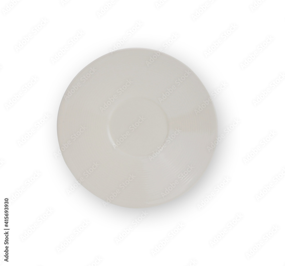 White plate ceramic top view on white background White plate ceramic top view on white background