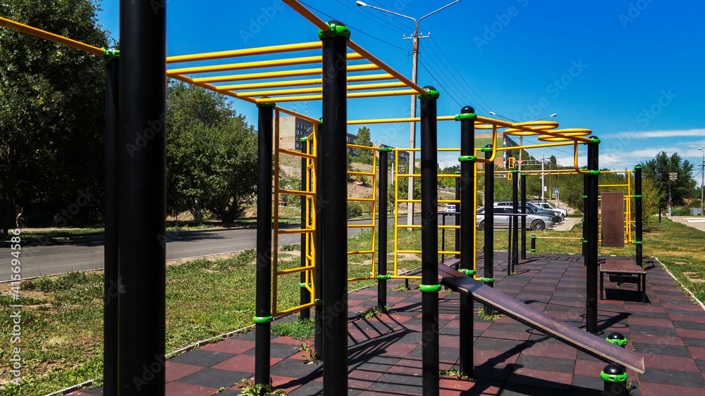 Empty sport playground. Ust-Kamenogorsk, Kazakhstan. 2020. Empty sport playground. Ust-Kamenogorsk, Kazakhstan. 2020.