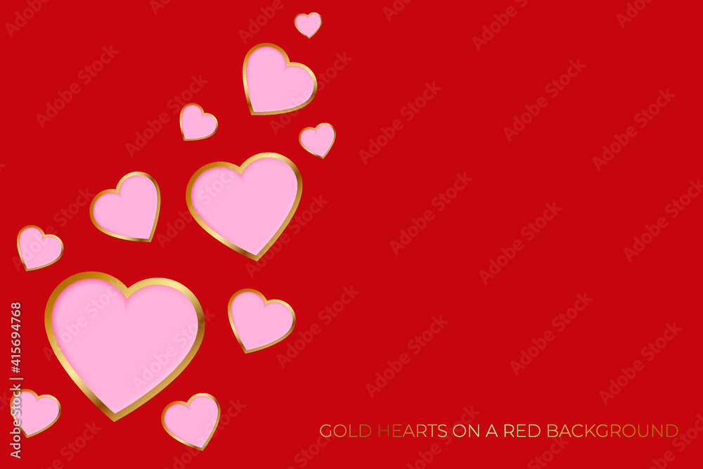 Valentines hearts postcard. Paper flying elements on pink background. Vector symbols of love in shape of heart design. Valentines hearts postcard. Paper flying elements on pink background. Vector symbols of love in shape of heart design.