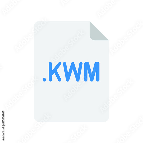 KWM file format flat icon. Linear style sign for mobile concept and web design. Simple color symbol. Vector illustration isolated on white background. EPS 10.