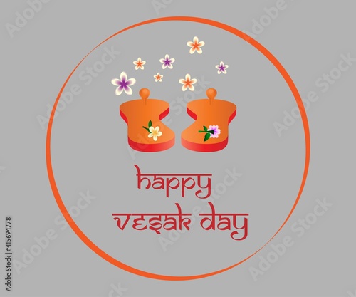 Indian Buddha Purnima festival(vesak day) with text, illustration is showing Buddha seating and absorbed in meditation 